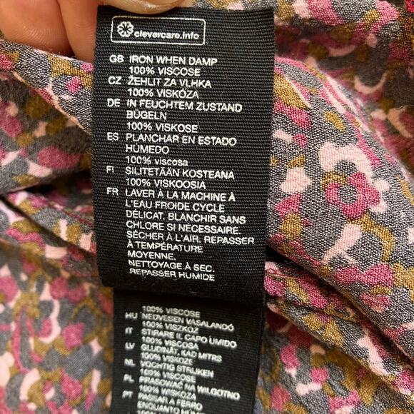 & Other Stories Sz 8 Micro Floral Midi Shirt Dress Moody Floral Print Button-up - Picture 16 of 16